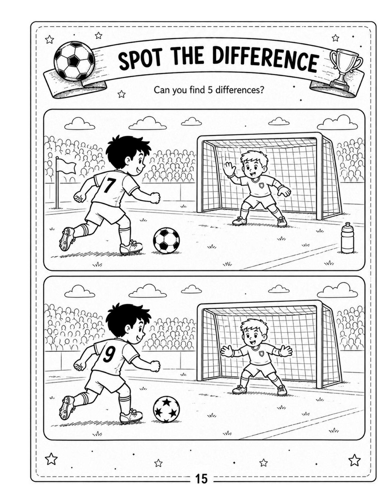Final football spot the difference activity page