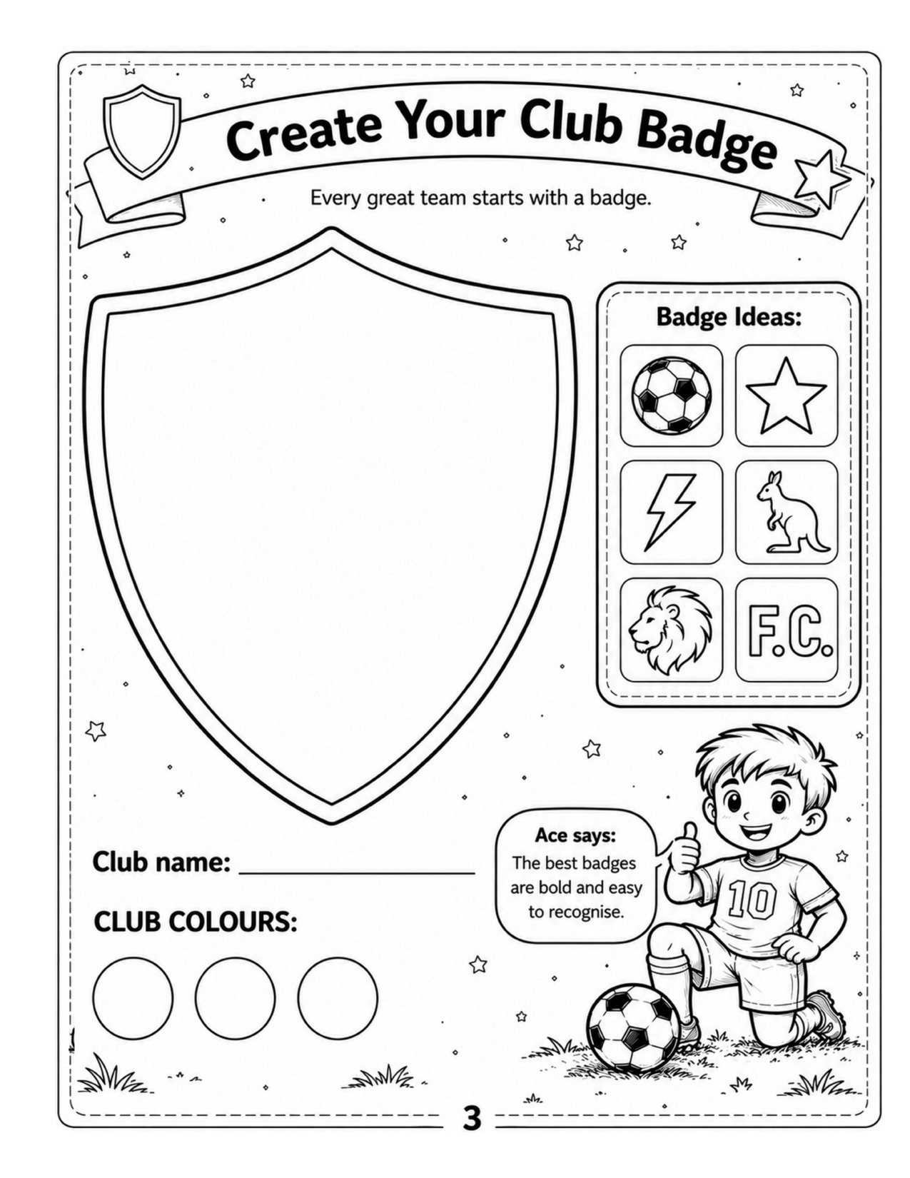 Final Create Your Club Badge page from the published book